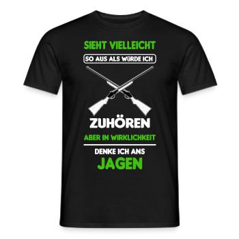Jäger Jagen Jagd Wald Hirsch Geweih Wild Geschenk - Männer T-Shirt - Schwarz - Vorne - AI Model Male 178 light (178cm)