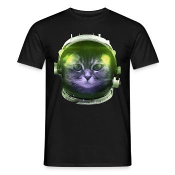 Astronaut Katze Weltall Raumfahrt lustig Geschenk - Männer T-Shirt - Schwarz - Vorne - AI Model Male 178 light (178cm)