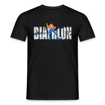 Écriture Biathlon Sports d’hiver - T-shirt homme - noir - Devant - AI Model Male 178 light (178cm)