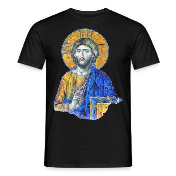 Jesus Christus Mosaik-Kunst in der Hagia-Sophia - Männer T-Shirt - Schwarz - Vorne - AI Model Male 178 light (178cm)