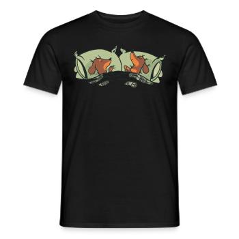 Schlafende Dackel im Bett Tier Geschenkidee Hunde - Männer T-Shirt - Schwarz - Vorne - AI Model Male 178 light (178cm)