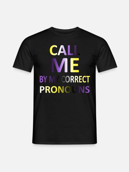 Nennen Sie mich bei meinen korrekten Pronomen | Non Binary Flag - Männer T-Shirt - Schwarz