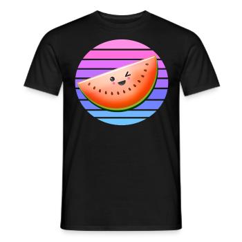 Clin d’oeil melon au coucher du soleil - T-shirt homme - noir - Devant - AI Model Male 178 light (178cm)