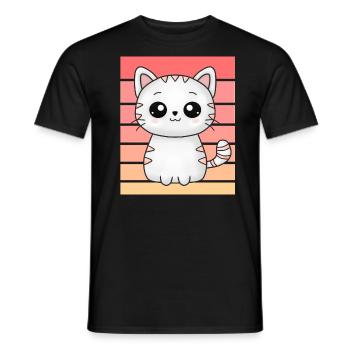 Petit chat mignon au coucher du soleil - T-shirt homme - noir - Devant - AI Model Male 178 light (178cm)