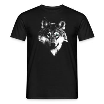 Loup polaire dans le portrait - T-shirt homme - noir - Devant - AI Model Male 178 light (178cm)