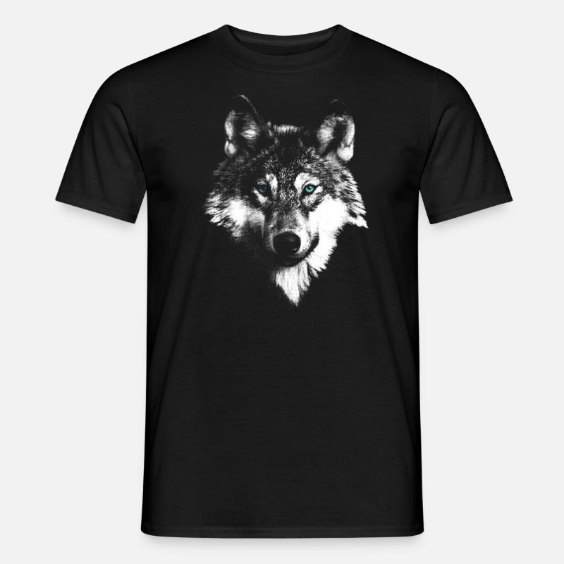 Wolf Polarwolf im Portrait - Männer T-Shirt - Schwarz