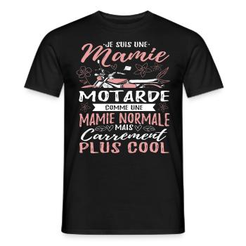 Mamie Motarde Mamou Humour - T-shirt homme - noir - Devant - AI Model Male 178 light (178cm)