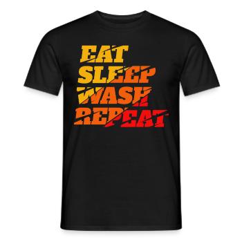 eat sleep wash repeat auto detailer detailing - Men's T-Shirt - black - Front - AI Model Male 178 light (178cm)