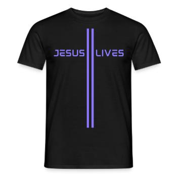 Jesus-Lives, Jesus-Lebt, christliche Motivation - Männer T-Shirt - Schwarz - Vorne - AI Model Male 178 light (178cm)