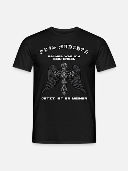 Opas Mädchen ich war einmal sein Engel - Männer T-Shirt - Schwarz