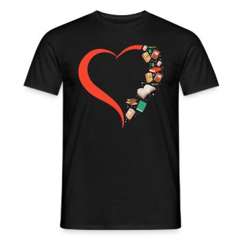 Lire le livre Littérature Books Heart - T-shirt homme - noir - Devant - AI Model Male 178 light (178cm)