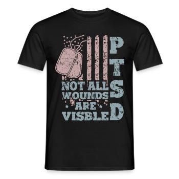 PTSD Nicht alle Wunden sind sichtbar - Männer T-Shirt - Schwarz - Vorne - AI Model Male 178 light (178cm)