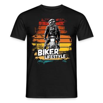 Motorcycle Lifestyle / Motorcycle / Motorcyclebiker - Men's T-Shirt - black - Front - AI Model Male 178 light (178cm)