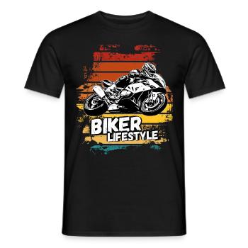Motorcycle Lifestyle / Motorcycle / Motorcyclebiker - Men's T-Shirt - black - Front - AI Model Male 178 light (178cm)