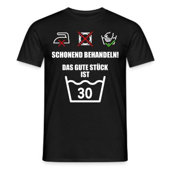 Schonend Behandeln Das Gute Stück ist 30 - Männer T-Shirt - Schwarz - Vorne - AI Model Male 178 light (178cm)