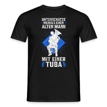 Alter Mann mit Tuba Tubist Tubaspieler Spruch - Männer T-Shirt - Schwarz - Vorne - AI Model Male 178 light (178cm)