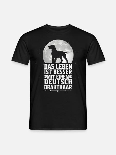 Leben ist besser mit einem Deutsch Drahthaar - Männer T-Shirt - Schwarz