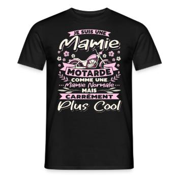 Mamie Motarde Humour Mamou Grand-Mère Motocyclette - T-shirt homme - noir - Devant - AI Model Male 178 light (178cm)