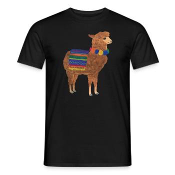 Lama Alpaca Vicuna Guanaco Peru Andes - Men's T-Shirt - black - Front - AI Model Male 178 light (178cm)