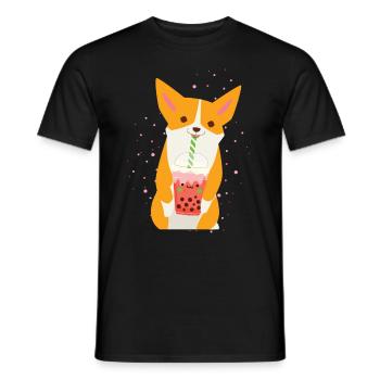 Bubble Tea Corgi - Men's T-Shirt - black - Front - AI Model Male 178 light (178cm)