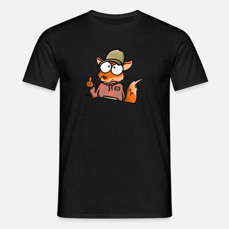 Fuchs mit Cap Mittelfinger - Männer T-Shirt - Schwarz