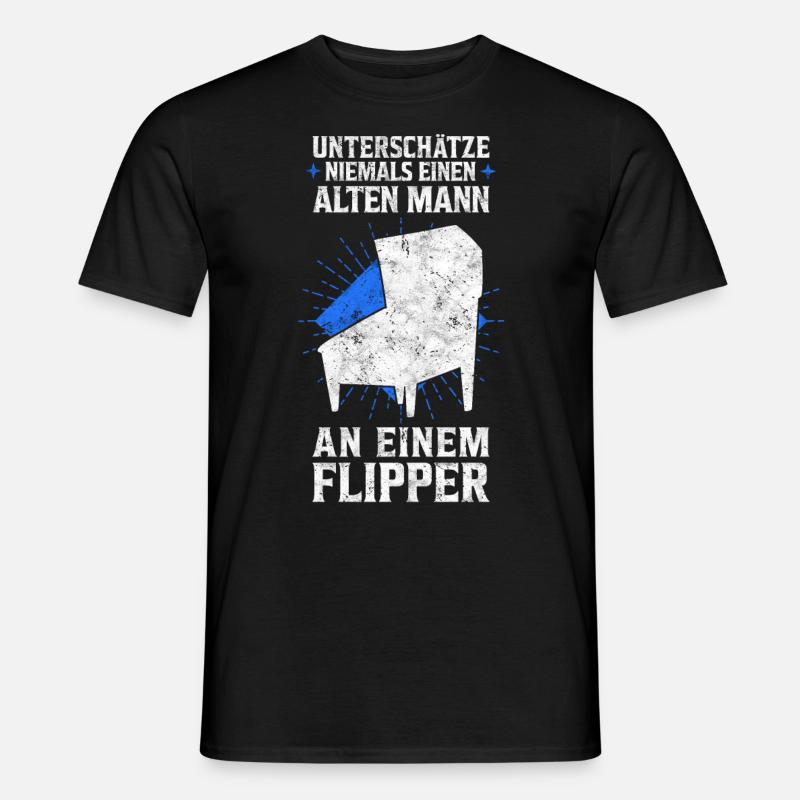 Alter Mann am Flipperautomat Pinball Spruch - Männer T-Shirt - Schwarz