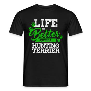 Vivre avec le terrier chasseur allemand Rengain - T-shirt homme - noir - Devant - AI Model Male 178 light (178cm)