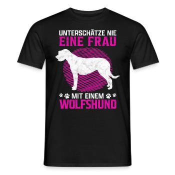 Frau mit Irischer Wolfshund Windhund Spruch - Männer T-Shirt - Schwarz - Vorne - AI Model Male 178 light (178cm)