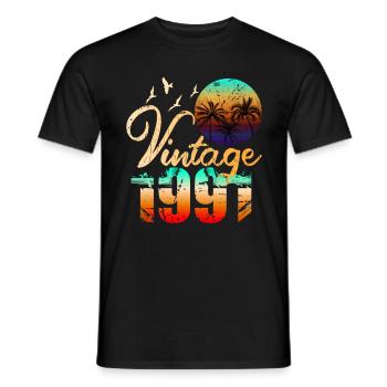 Retro Vintage 1991 - Men's T-Shirt - black - Front - AI Model Male 178 light (178cm)