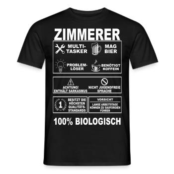 Zimmerer Zimmermann Handwerk Zimmerei Holz Meister - Männer T-Shirt - Schwarz - Vorne - AI Model Male 178 light (178cm)