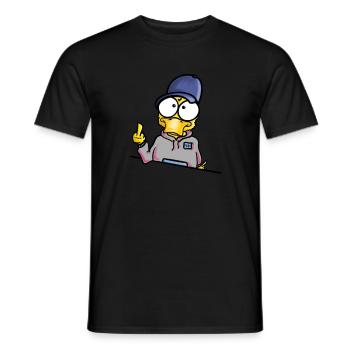 Duck with cap middle finger - Men's T-Shirt - black - Front - AI Model Male 178 light (178cm)