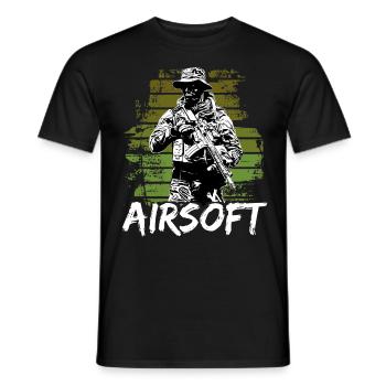 Airsoft /Softair / Softgun / AEG Airsoft Milsim - Männer T-Shirt - Schwarz - Vorne - AI Model Male 178 light (178cm)
