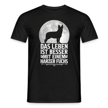 Leben mit Harzer Fuchs Hütehund Besitzer Spruch - Männer T-Shirt - Schwarz - Vorne - AI Model Male 178 light (178cm)
