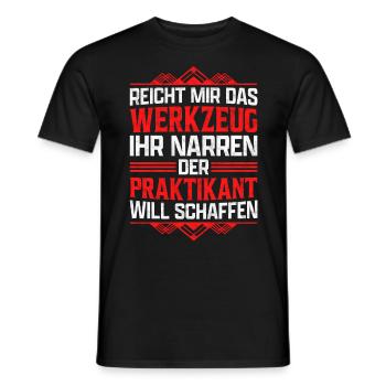 Praktikant reicht mir das Werkzeug Praktikum - Männer T-Shirt - Schwarz - Vorne - AI Model Male 178 light (178cm)