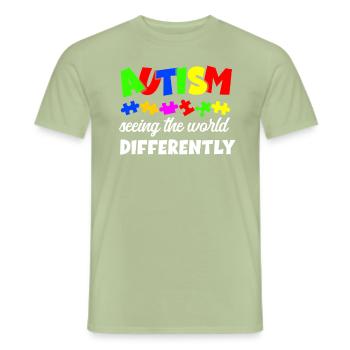 Autismus Bewusstsein - Männer T-Shirt - Sage - Vorne - AI Model Male 178 light (178cm)