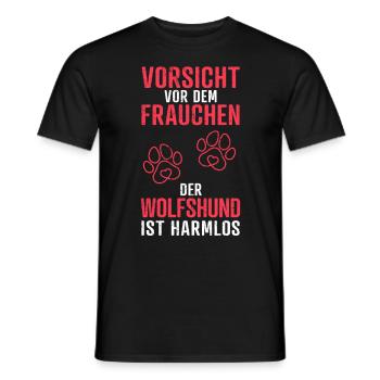 Irischer Wolfshund Frauchen Windhund Spruch - Männer T-Shirt - Schwarz - Vorne - AI Model Male 178 light (178cm)