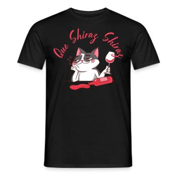 Que Shiraz Betrunkene Katze Weinliebhaber Shirt - Männer T-Shirt - Schwarz - Vorne - AI Model Male 178 light (178cm)