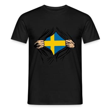 Suède drapeau de football fan cadeau - T-shirt homme - noir - Devant - AI Model Male 178 light (178cm)