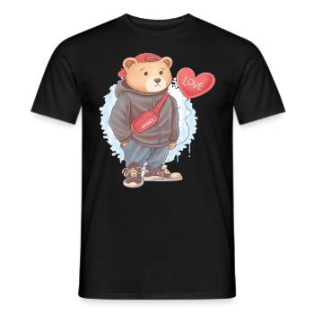 Mignon ours en peluche amour garçon garçon blottir animal - T-shirt homme - noir - Devant - AI Model Male 178 light (178cm)