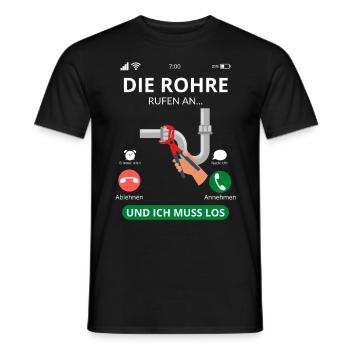 Die Rohre Rufen - Klempner Installateur - Männer T-Shirt - Schwarz - Vorne - AI Model Male 178 light (178cm)