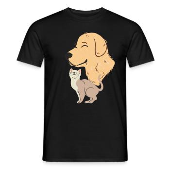 dog and cat - Men's T-Shirt - black - Front - AI Model Male 178 light (178cm)