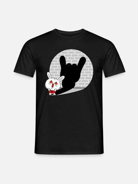 Heavy Metal Hase Osterhase Pommesgabel Rock Hand - Männer T-Shirt - Schwarz
