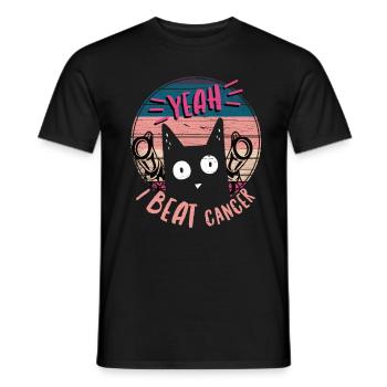 Funny Cat Beat Cancer for Cancer Survivor - Men's T-Shirt - black - Front - AI Model Male 178 light (178cm)