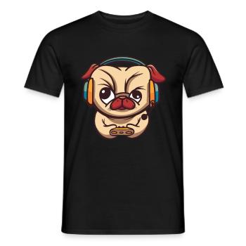 Brawlen Hund Brawl Gamer Zocken Gaming Game Dog - Men's T-Shirt - black - Front - AI Model Male 178 light (178cm)