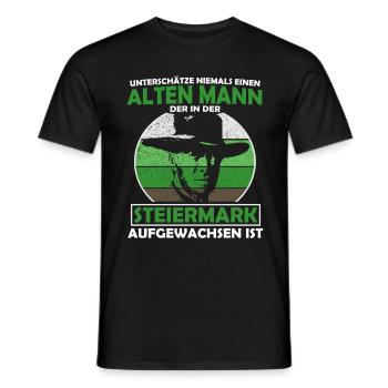 Unterschätze Niemals Einen Alten Mann Steiermark - Männer T-Shirt - Schwarz - Vorne - AI Model Male 178 light (178cm)