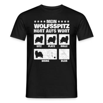 Wolfsspitz Hundetricks deutscher Spitz Spruch - Männer T-Shirt - Schwarz - Vorne - AI Model Male 178 light (178cm)