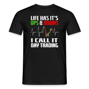 Funny saying Heartbeat Trading for Day Trader - Men's T-Shirt - black - Front - AI Model Male 178 light (178cm)