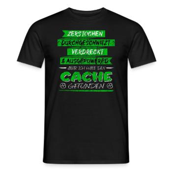 Lustiger Spruch Cache gefunden Geocaching - Männer T-Shirt - Schwarz - Vorne - AI Model Male 178 light (178cm)