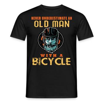 Bicycle Bicycles Biker Bicycle Old Man Bicycle - Men's T-Shirt - black - Front - AI Model Male 178 light (178cm)