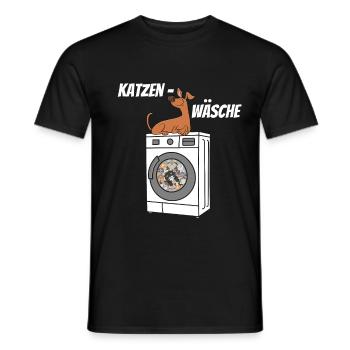 Katzenwäsche. Wortwörtlich. - Männer T-Shirt - Schwarz - Vorne - AI Model Male 178 light (178cm)